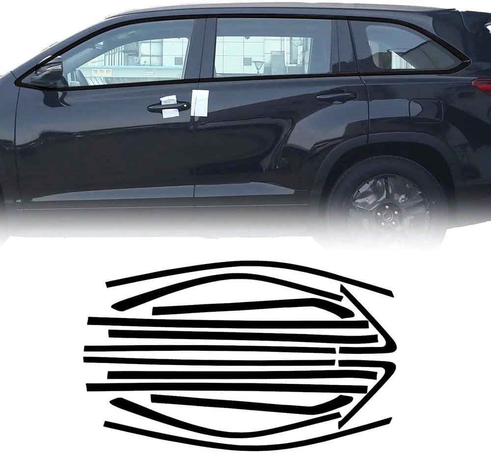 Side Window Trim Chrome Delete Blackout Overlay Kit Pre-Cut Vinyl Compatible for Toyota Highlander 2015-2021