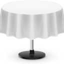UBICON Premium Cotton Blend Round Tablecloth - Durable, Wrinkle-Resistant, Shape-Retaining - Versatile & Elegant for Any Occasion (White)