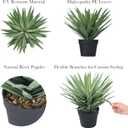 15 Inches Artificial Agave Plant for Indoor & Outdoor - Large Fake Agave Plant in Black Pot with Real Stone Pebbles, Modern Home Office Decor, 81 Leaves