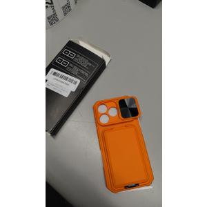 SSLOTSCASE for iPhone 17 Pro Max Case with Card Holder & Camera Stand & Kickstand & Slide Camera Lens Cover & Wallet, Military-Grade Heavy Duty Phone Case Cover for iPhone 17 Pro Max 6.9'', Orange