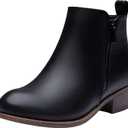 Vepose Women's Ankle Boots Low Heel Casual Boot Round Toe Zipper Booties for Women (9, 1050-black)