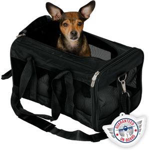 Sherpa Original Deluxe Travel Pet Carrier, Airline Approved On Board - Black, Medium (17.0"L x 11.0"W x 10.5"H)