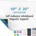 MaxGear White Board 48"x36" Adhesive Dry Erase Board Large Whiteboard Sticker for Wall, Big Wallpaper for Office, Classroom, Home, 4 Markers, 1 Marker Holder, 1 Eraser, 4 Magnets, 4' x 3'