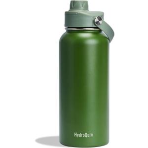 32oz Keep Cold Water Bottle, Vacuum Stainless Steel Water Bottles with Comfort Grip Handle, Insulated Waterbottle for Gym Outdoor School (Desert Olive)
