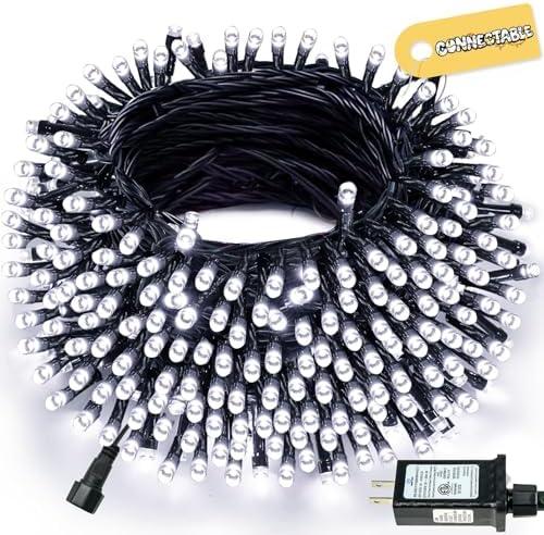 Connectable 240LED 88Ft 13Modes Christmas Lights Outdoor Indoor | Extendable Green Wire Christmas String Lights with Timer | Twinkle Fairy Light Plug in for Xmas Tree Garden Decor Party (Cool White)