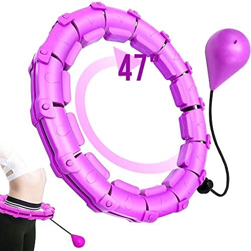 Smart Weighted Hoola Exercise Hoops,Abdomen Fitness Weight Loss Massage,24 Detachable Knots Adjustable Size Hoops,for Adults & Kids Beginners Exercising