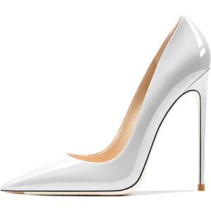 Women's Pointed Toe Shallow Stiletto Heels 4.7 Inch Pumps Wedding Party Banquet Shoes (7.5, White)