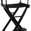 30 Inch Directors Chairs Foldable, Folding Makeup Artist Chair with Portable Footrest - Solid Hardwood Frame, 250lb Capacity, Black - for Professional Salon, Home Studio & Photography, Oversized
