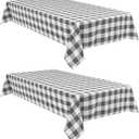 Hiasan Buffalo Plaid Tablecloth Waterproof, 2 Pack, 60 x 102 inch - Checkered Table Cloth Rectangle for Outdoor Picnic/Party/Dining, Grey and White Gingham Pattern