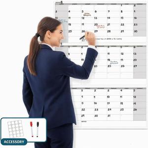 46" x 63" Dry Erase Wall Calendar - Undated 3-Month Agenda Planner Calendar, Erasable and Reusable Whiteboard with Large Daily Boxes, Notes, Stickers, Vertical Layout for Office, Classroom, or Home