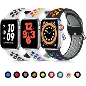Lerobo 3 Pack Sport Bands Compatible for Apple Watch 44mm 46mm 45mm 42mm 49mm Women Men, Silicone Strap Breathable Replacement Band for iWatch Bands SE Ultra 3 2nd Gen Series 11 10 9 8 7 6 5 4 3 2 1