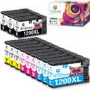 BINKSYLER 12-Pack Maxify 1200XL Ink Cartridges for Canon PGI-1200XL PGI-1200 XL PGI 1200 XL Ink Work for Canon Maxify MB2720 MB2050 MB2350 MB2320 MB2020 MB2120 Printer (3BK 3C 3M 3Y)