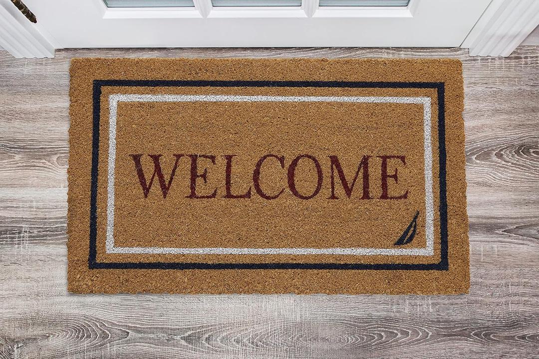Nautica  Doormat | Double Border | Heavy Duty Coir Doormat | Outdoor Home Dcor | Absorbent, Fade Resistant & Pet Friendly | 18x30 | Multi-Colored (1'6" x 2'6" (Rectangular))
