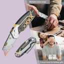 Folding Lock Back Utility Knives, Heavy Duty Folding Box Cutter, Pocket Carpet Cutter Knife Handmade With Clip (Black)