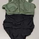 Tempt Me Women One Piece Swimsuit High Neck Plunge Ruched Tummy Control Bathing Suit (Large, Olive Green Black)