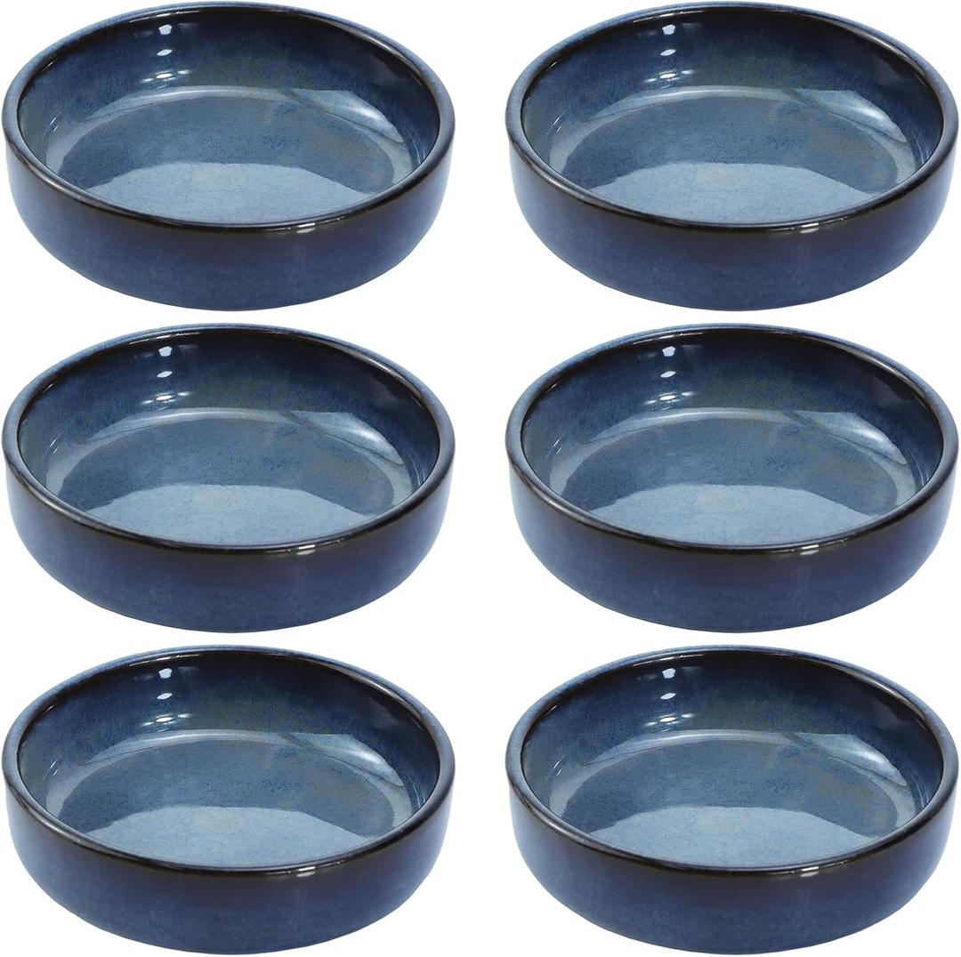 Colias Wing 3.5 Inch Vintage Style Kiln Glazed Ceramic Side Dishes Korean Bowls Seasoning Dishes Soy Dipping Sauce Dishes-Set of 6 (Classical)