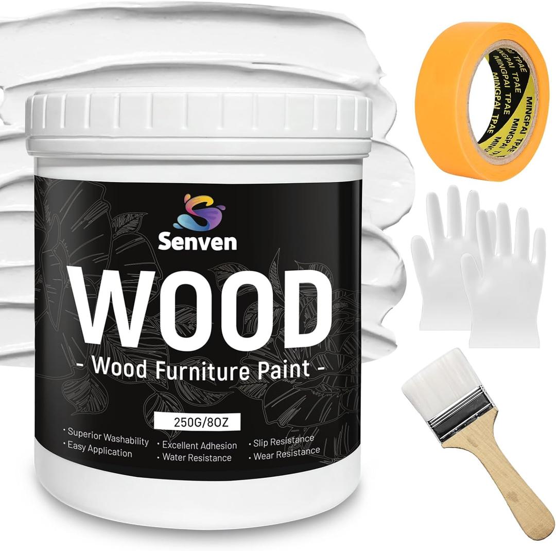 Matte Finish Furniture White Paints 8 Oz Wood Paint for Cabinets, Doors, Tables, and Dressers Acrylic Paint, White Enamel Refinishing Low Odor, Non-Toxic (8 Fl Oz (Pack of 1))