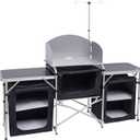 Nice C Camping Kitchen Table, Folding Grill Table, Upgrade Light Stand and Windshield Cooking Station & 3 Organizers, Carry Bag for Outdoor, Beach, BBQ, Picnic, Cooking, Indoor, Office(Silver), 31 inches x 22.5 inches x 4.7 inches