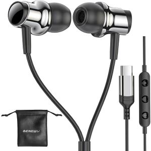 USB C Headphone for Samsung S25 S24 S23 Ultra FE S22 A55 A54 Wired Earbuds Magnetic in-Ear Type C Earphone with Mic Volume Control Stereo Noise Canceling Earbuds for iPhone 17 16 15 Pro Max Pixel 9 8a