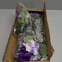 Artificial Flowers for Outdoors, Faux Petunias Spring Summer Decoration, Fake Flowers Plants UV Resistant Look Real Silk Flowers for Outside Planter Front Door Porch Patio Yard (6, Purple-White)