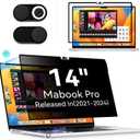 Privacy Screen Protector for MacBook Pro 14 Inch (2021-2024, M1, M2), Easy On/Off Removable Anti Spy Blue Light Glare Cover Shield, Laptop Privacy Filter for Mac Pro 14in (A2918/A2992/A2442/A2779)