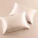 SiinvdaBZX 4Pcs Satin Sheet Set Queen Size Ultra Silky Soft Blush Satin Queen Bed Sheets with Deep Pocket, 1 Fitted Sheet, 1 Flat Sheet, 2 Envelope Closure Pillowcases, Standard Queen