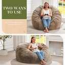 Hobestluk Bean Bag Chairs Giant Beanbag Chair with Filler, Memory Foam Bean Bags with Fluffy & Machine Washable Cover, Bean Bag Chairs for Aduts for Living Room, Bedroom (BROWN, 4FT - 44 x 44 x 24)