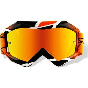 Youth & Kids Motocross Goggles - Dirt Bike & MX Motorcycle Off Road Goggles with Anti Fog UV Protection Lens (Techline Orange,orange Lens)