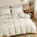 Floral Comforter Set King Size 3 Pieces,Blue Beige Floral Bedding