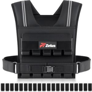 ZELUS Weighted Vest Men, 45lbs Adjustable Weight Vest with 20 Removable Iron Weights and Reflective Strips, No-Bounce Design for Strength Training, Running, HIIT & Calisthenics