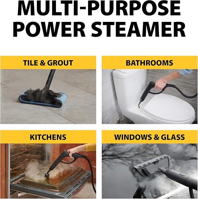 Wagner Spraytech 0282014 915e On-Demand Steam Cleaner & Wallpaper Removal, Multipurpose Power Steamer, 18 Attachments Included (Some Pieces Included in Storage Compartment) For Floor