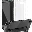 Clear Dockable Case for Switch 2 with 7.9'' Screen Protector Tempered Glass Protective Case Cover fit 2025 Console PC Case Soft TPU Grip Cover for JoyCons Anti-Scratch Shockproof