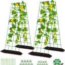 DoCred Cucumber Trellis, 59" High 2 Pack Foldable A Frame Trellis for Raised Bed Climbing Plants, Vegetables, Includes Plant Support Clips, Twist Ties, Plastic Ties- Made from PVC-Coated Steel