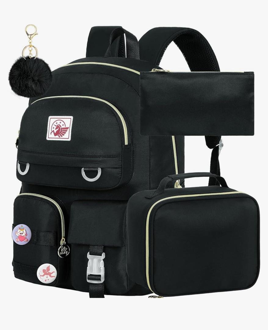 Laptop Backpack for Girls Women, 15.6" Cute Aesthetic Computer Water Resistant Anti Theft College School Bookbag Black Laptop Backpack for Girls Women, 15.6" Cute Aesthetic Computer Water Resistant Anti Theft College School Bookbag Black