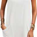 Ekouaer Womens Nightgown Sleeveless Nightgowns for Women with Pocekts Tank Dress Crew Neck Sleepwear S-XXL (Large, White)