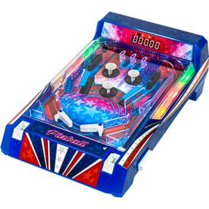 Merchant Ambassador Retro Arcade Electronic: Pinball - Tabletop Game, Vibrating Bumpers, LED Lights, Sound Effects, 1 Player, Ages 6+
