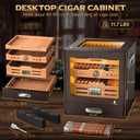XIFEI Cigar Humidor Cabinet with Adjustable LED Lighting, 3 Cedar Wood Drawer & Digital Hygrometer, 2 Humidifiers, Cigar Tube, Glass Top Desktop Humidor for 80-100 Cigars, for Men