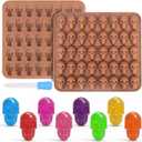 Juome Gummy Skull Silicone Candy Molds, 2 Pack Mini Skull Gummie Chocolate Molds with Dropper for Halloween Gummies, Candies, Jello, Chocolate (80 Cavities)