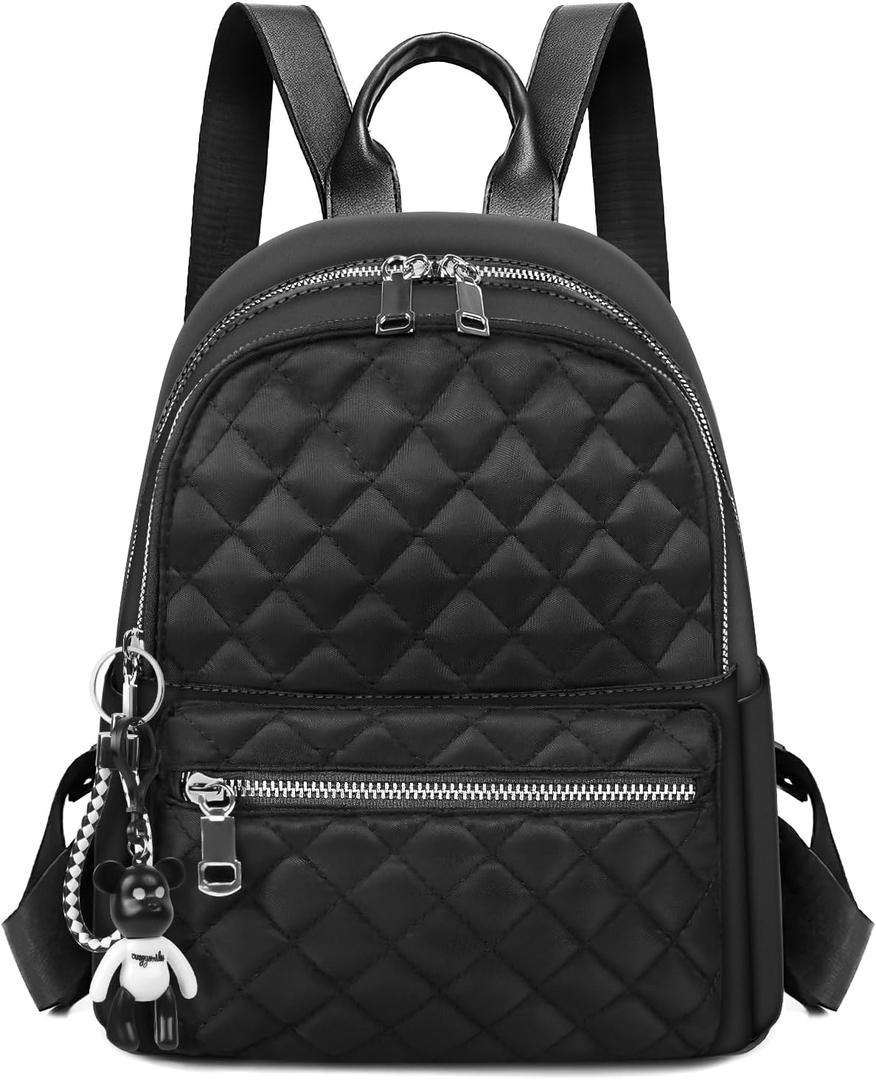Backpack for Women, Lightweight Nylon Casual Rucksack, Small Daypack School Bag, Quilted Trendy Backpack, Anti-Theft Travel backpack for Women