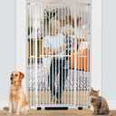 71 inch Extra Tall Gates for Cats, Adjustable 29.92" and 43" Wide Baby Gate, Pressure Mounted Full Door Pet Gate for Doorway, Stairs,House(White, 71 Inch)
