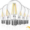 Dimmable A19 Clear LED Light Bulbs 60W Equivalent, 2700K Soft Warm White Light Bulbs 6W E26 Base, Antique Clear Glass Bulb for Living Room Bedroom Outdoor, 6Packs