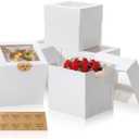 COTOPHER 5Pcs 6x6x6 Inches Mini Cake Boxes, Square Bakery Boxes with Window, Cake Containers for Pastries, Cookies, Chocolates, Cupcakes, Birthday Party Cake Decorating Supplies for Gift Giving