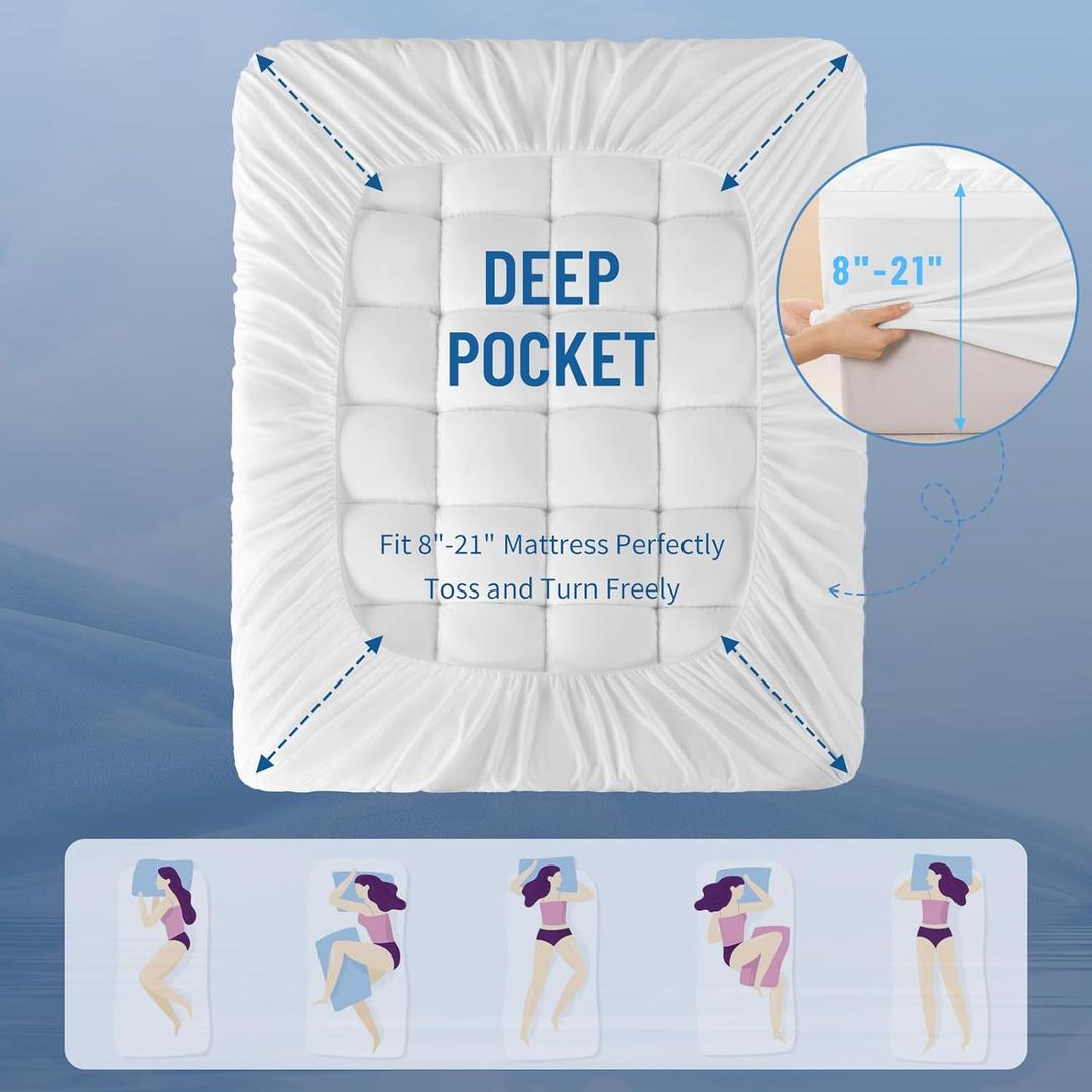 LIANLAM King Mattress Topper - Extra Firm Support Pillow Top, Mattress Pad Cover, Gel-Infused Memory Foam for Back Pain Pressure Relief with 6"-18" Deep Pocket(78"x80")