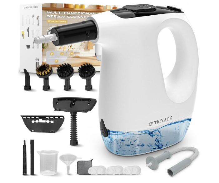 TICYACK Handheld Steam Cleaner, 15S Rapid Heating, 3 Adjustable Modes, 14 Cleaning Kits, Steam Cleaner for Home, Kitchen, Bathroom, Car(White)