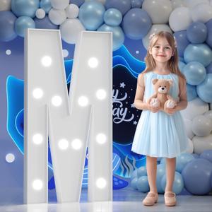 Big Marquee Light-up Letter Decorations: 4 Feet Tall Large Letters M Marry Me Proposal Baby Shower Alphabet 4FT Sign Graduation Party Wedding Engagement Anniversary HOCO Decor Mosaic Balloon