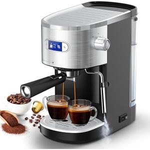 Joy Pebble Espresso Machine 20 Bar, Semi-Automatic Espresso Machine with Powerful Steam Wand, Coffee Machine with 40.5oz Removable Water Tank for Espresso, Latte and Cappuccino,1350W
