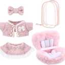 3 Pcs 17cm Doll Accessories Set Includes Car Seat Doll Clothes Outfit Clear Protective Case Hanging Display Case for Fans, Collectors