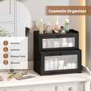 Bread Box for Kitchen Countertop Double Layer Large Corner Bread Box Capacity Bread Storage Bin Farmhouse Breadbox Container Organizer Cabinet Cupboard Black