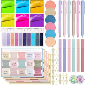 105PCS Bible Study Supplies Set for Women, Bible Journaling Kit with 12PCS Highlighters and Pens no Bleed, 1 Set Bible Tabs, 22 PCS Sticky Annotation Notes, 20PCS Cross Clips, 50PCS Christian Stickers
