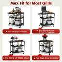 Grill Cart Table Indoor & Outdoor with 4 Lockable Casters, Hooks & Side Handle, Multifunctional Pizza Oven Stand for Patio Kitchen